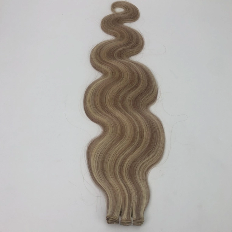 EMEDA Double Drawn Brown Highlight Blonde Virgin Hair Extensions Genius Weft Body Wavy HJ060